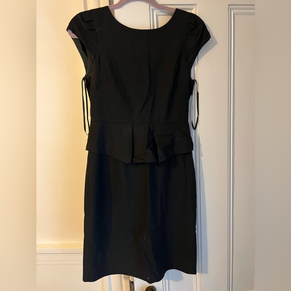 J crew black dress with peplum waistline, size 0.